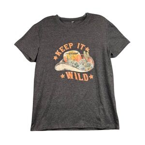 Graphic Tee Keep It Wild Cowboy Hat Cactus Desert Western Style T Shirt